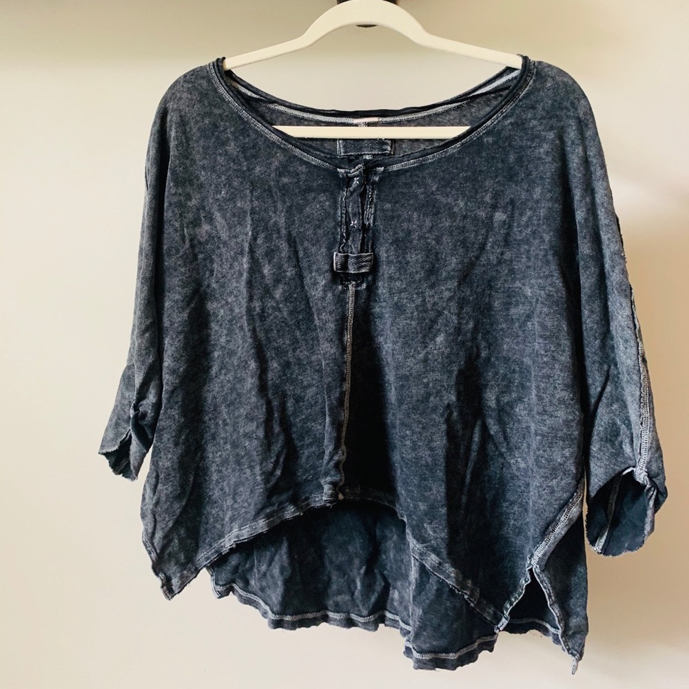 Free People Draping Distressed Blouse